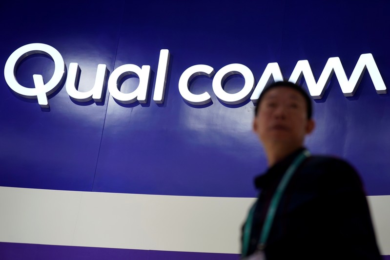 A Qualcomm sign is seen during the China International Import Expo (CIIE), at the National Exhibition and Convention Center in Shanghai