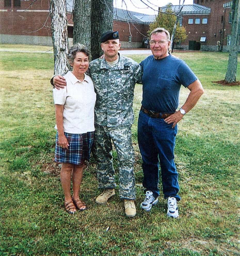 Then-Sgt. Travis Atkins’ parents, Jack and Elaine, visit their son at Fort Drum, N.Y., in 2006