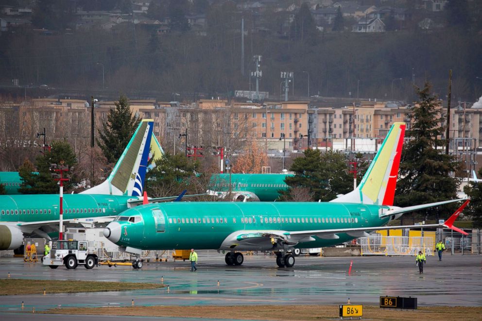 Boeing 737 airplanes are pictured on the tarmac at the Boeing Renton Factory in Renton, Washington, March 12, 2019.