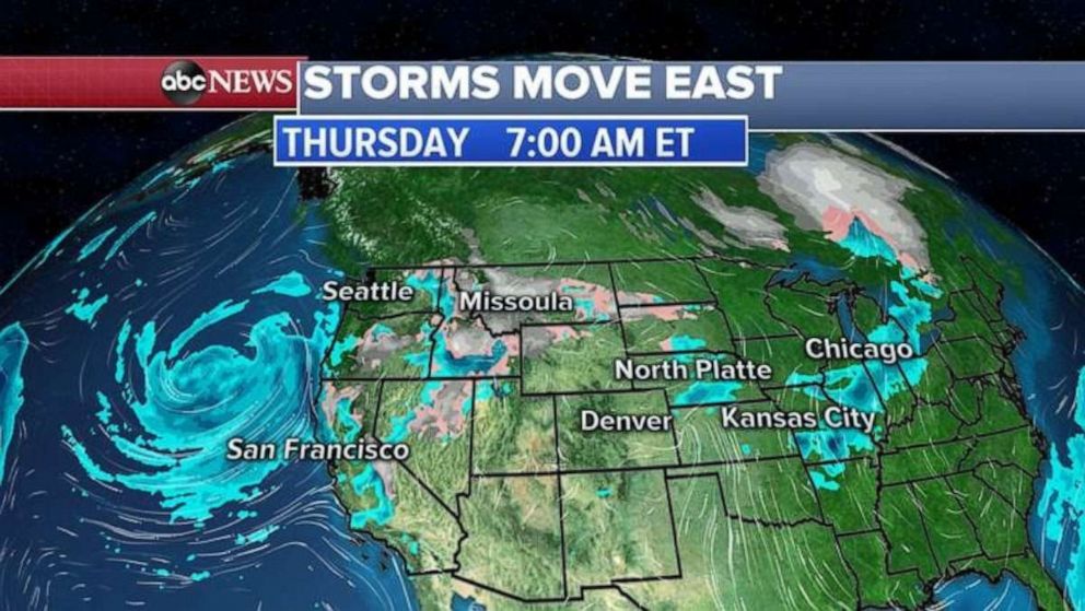 Rain will move into the central U.S. over the next couple days.
