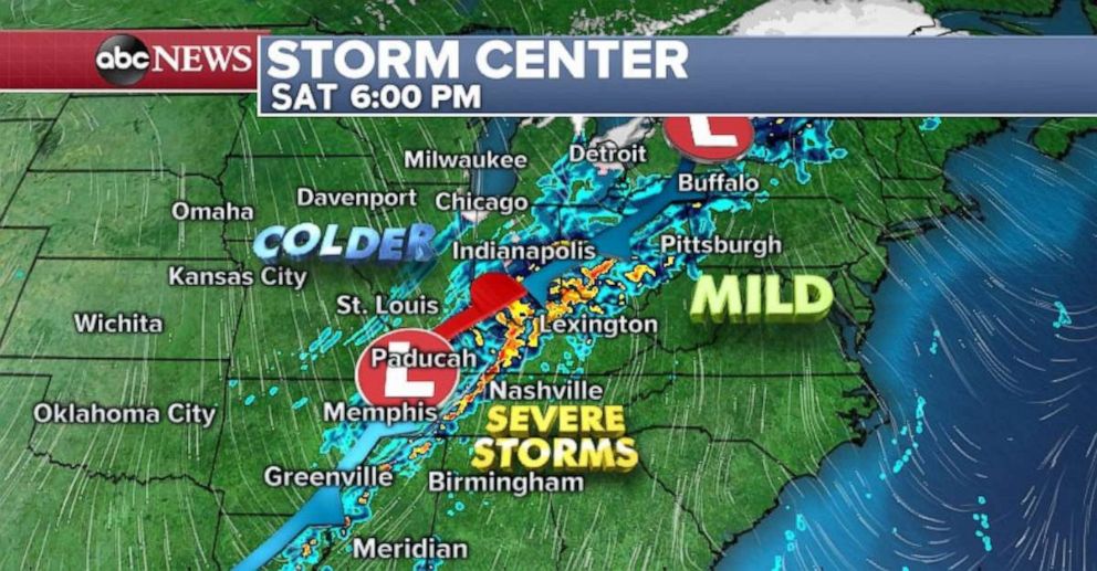 A strong front is set to move through the Ohio and Tennessee River valleys on Saturday.