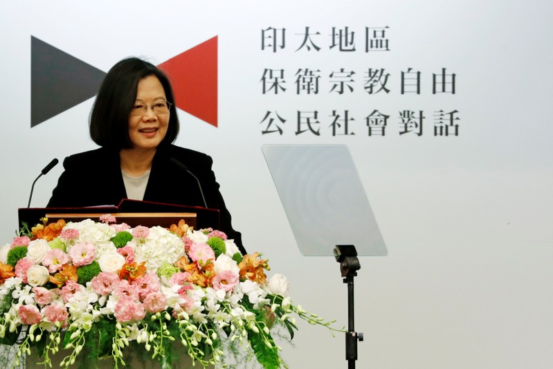 Taiwan President Tsai Ing-wen speaks during 