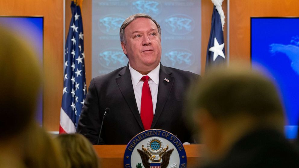 Secretary of State Mike Pompeo speaks at the State Department in Washington, D.C, March 26, 2019. Pompeo announced the US will not assist nongovernmental organizations (NGOs) which fund third parties that provide abortions.
