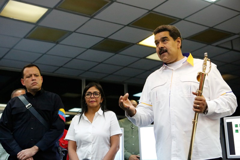 Venezuela's President Nicolas Maduro speaks during his visit to the Hydroelectric Generation System on the Caroni River, near Ciudad Guayana