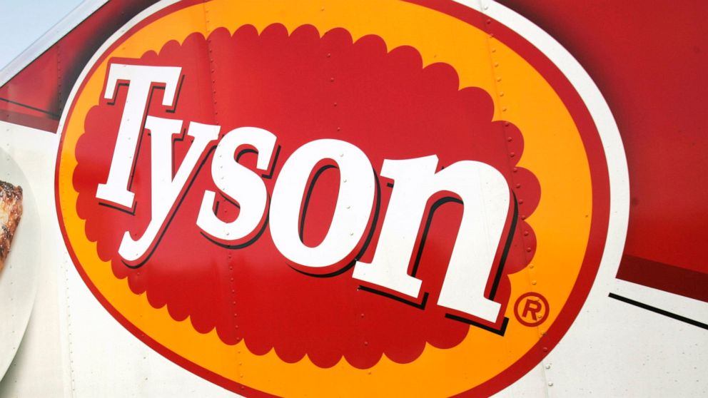 In this Oct. 28, 2009, file photo, a Tyson Foods, Inc., truck is parked at a food warehouse in Little Rock, Ark.
