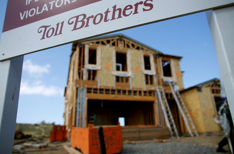 A single family home is shown under construction by Toll Brothers Inc, the largest U.S. luxury homebuilder, in Carlsbad, California