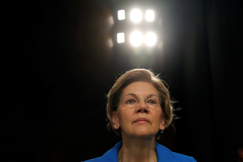 Democratic 2020 U.S. presidential candidate and U.S. Senator Elizabeth Warren (D-MA) arrives at a Senate hearing on Capitol Hill in Washington