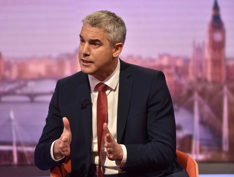 Britain's Secretary of State for Exiting the European Union Steve Barclay appears on BBC TV's The Andrew Marr Show in London
