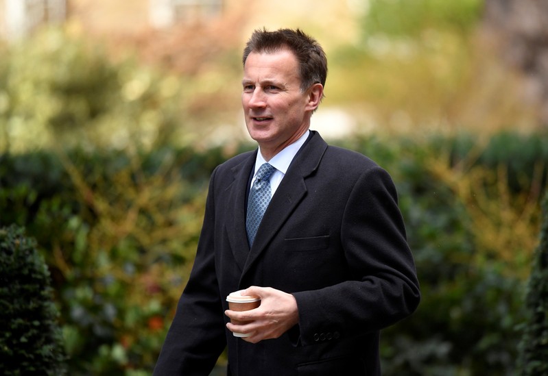 Britain's Foreign Secretary Jeremy Hunt is seen outside Downing Street ahead of a Brexit vote in London