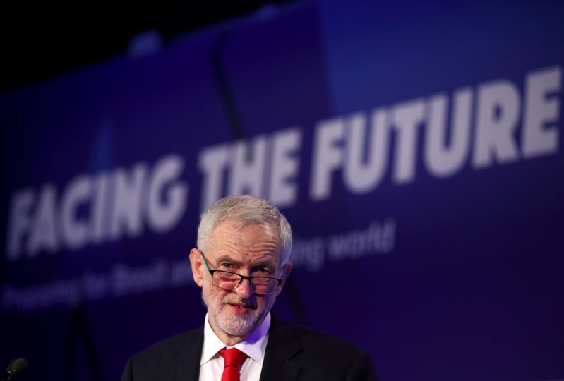 FILE PHOTO: Jeremy Corbyn, leader of the Labour Party, gives a speech at the EEF National Manufacturing conference, in London