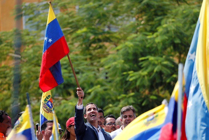 Venezuelan opposition leader Juan Guaido, who many nations have recognised as the country's rightful interim ruler, takes part in a rally against Venezuelan President Nicolas Maduro's government, in Guacara