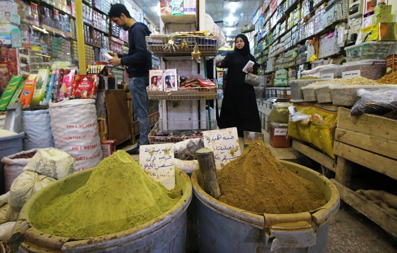 Henna for sale is displayed at a market in Basra