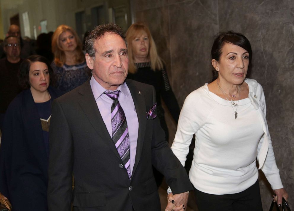 Phillip and Catherine Vetrano, parents of Karina Vetrano, arrive to court in New York, March 20, 2019. Chanel Lewis is accused of killing their daughter.