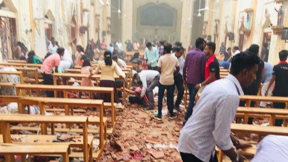 An explosion rocked St. Sebastian's Church in Negombo, Sri Lanka, on Sunday, April 21, 2019.