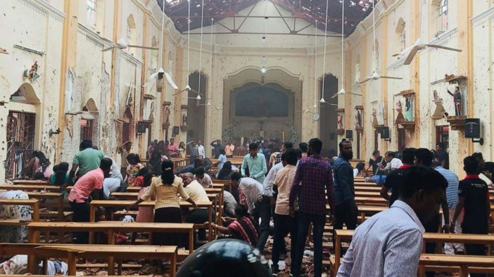 An explosion rocked St. Sebastian's Church in Negombo, Sri Lanka, on Sunday, April 21, 2019.