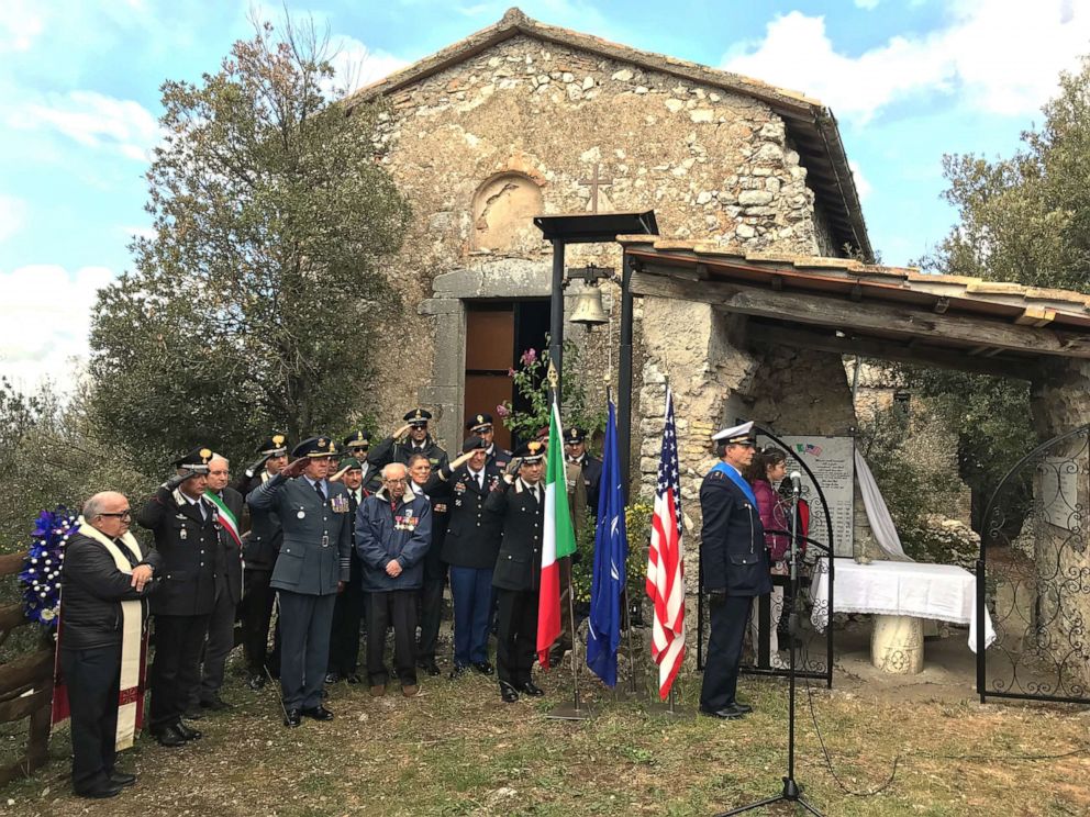 Local dignitaries, international residents and military authorities at the commemorative ceremony at Montebuono, Itlay.