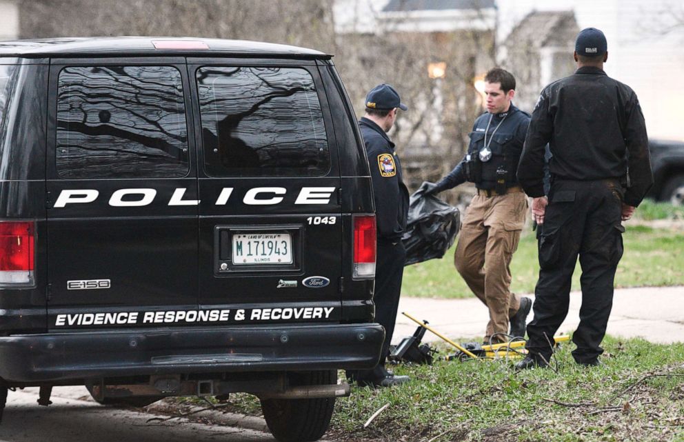 Police remove items from the home of missing 5-year-old boy Andrew "AJ" Freu in Crystal Lake, Ill. on Thursday, April 18, 2019.