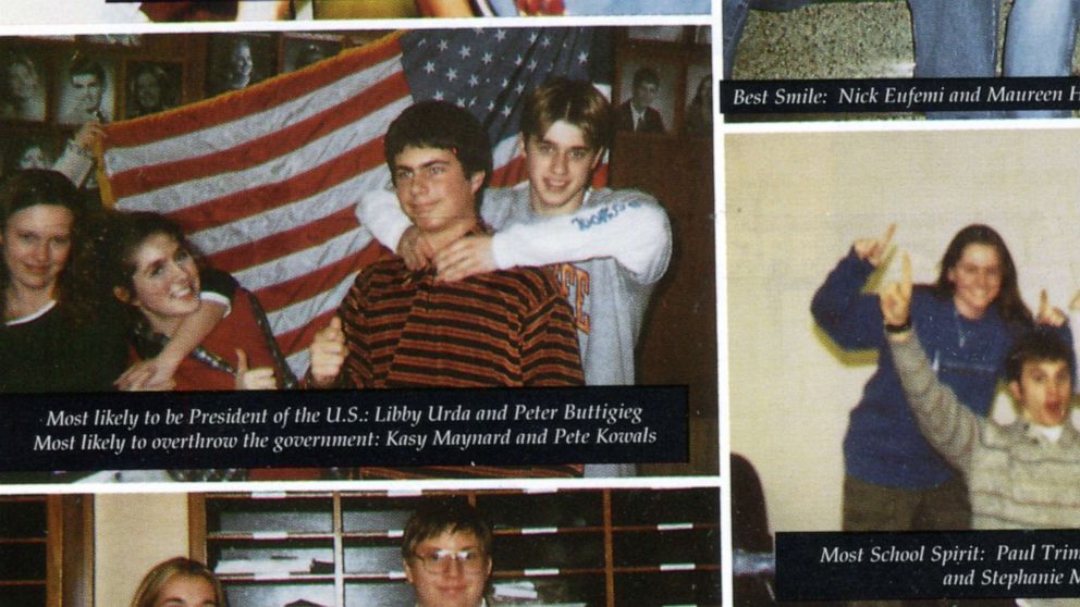Democratic presidential candidate South Bend, Indiana Mayor Pete Buttigieg is pictured on a page from the 2000 edition of the St. Joseph's High School yearbook with a caption calling him "Most likely to be President of the U.S."