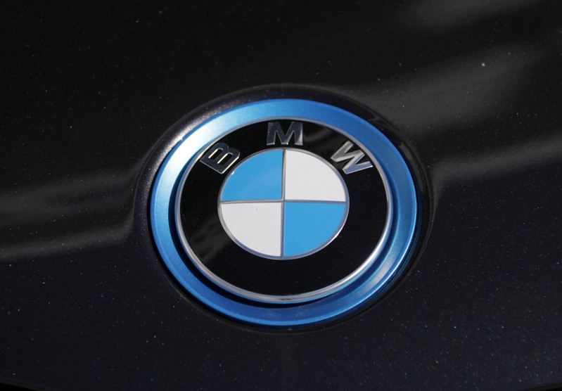 The BMW logo is seen on a car in Nice