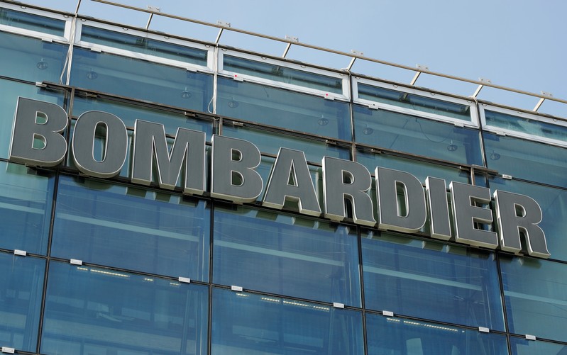 FILE PHOTO: Logo of Bombardier is seen in Zurich