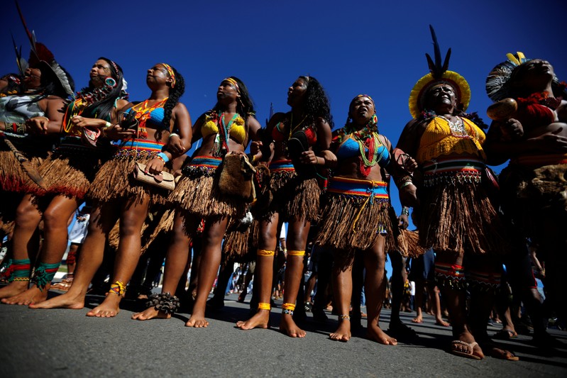 Indigenous tribes demonstrate in Brasilia to defend rights