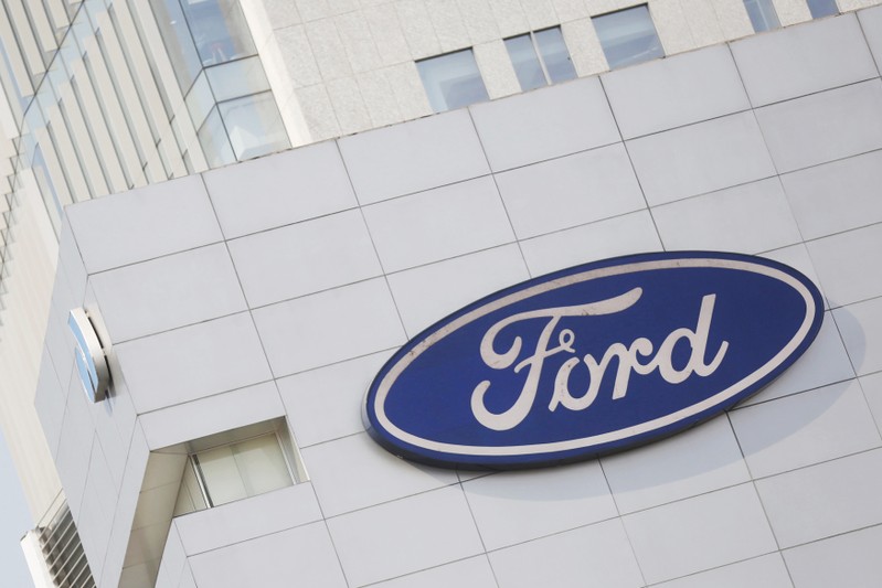 FILE PHOTO: A Ford logo is pictured at a store of the automaker, in Mexico City