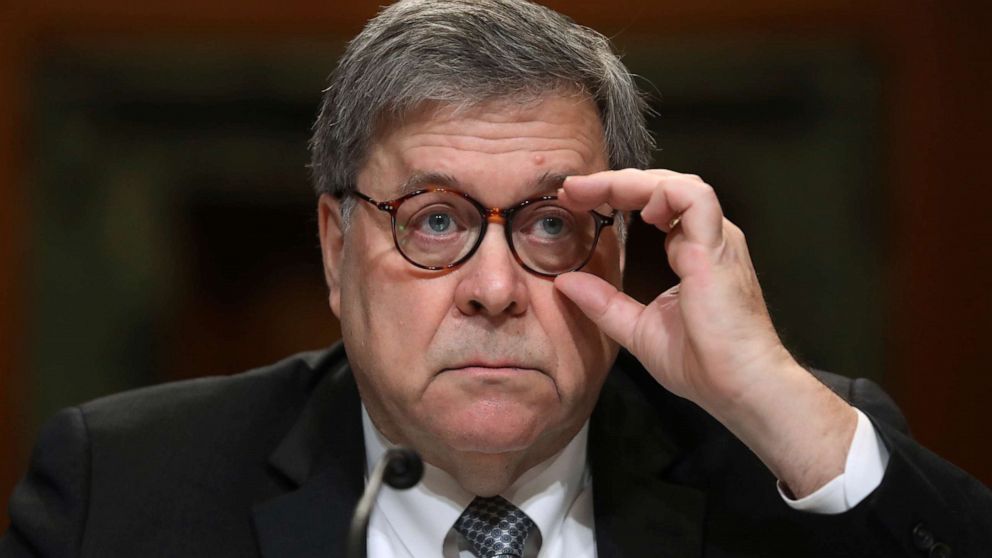 Attorney General William Barr appears before a Senate Appropriations subcommittee to make his Justice Department budget request, April 10, 2019, in Washington.