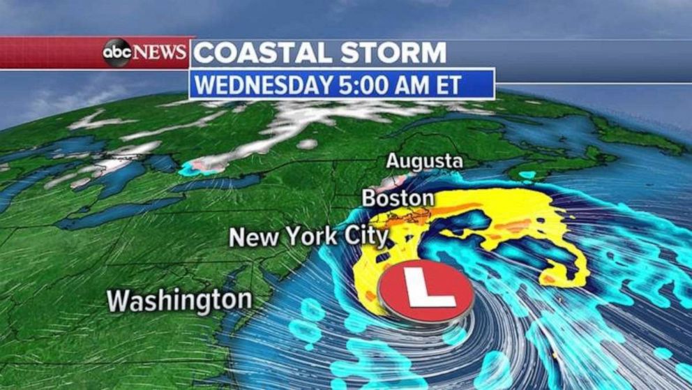 The strongest part of Wednesday's coastal storm mostly should remain over the Atlantic Ocean.