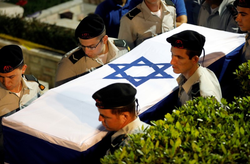 Funeral of Zachary Baumel, a U.S.-born Israeli soldier missing since a 1982 tank battle against Syrian forces and whose remains were recently recovered by Israel, at the Mount Herzl military cemetery in Jerusalem