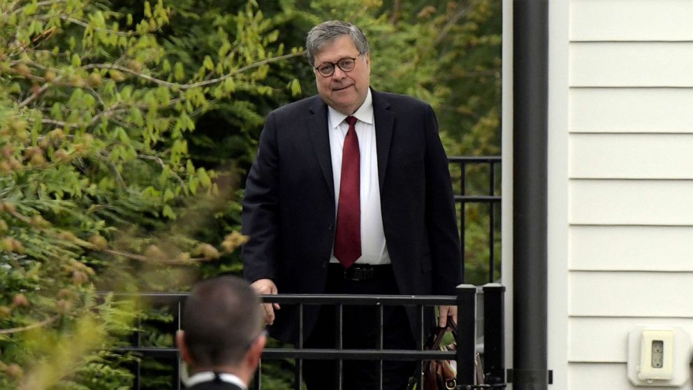 Attorney General William Barr leaves his home in McLean, Va., April 18, 2019.