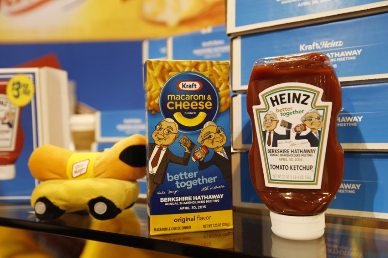 Commemorative items for sale at the Kraft Heinz booth during the Berkshire Hathaway Annual Shareholders Meeting in Omaha Nebraska