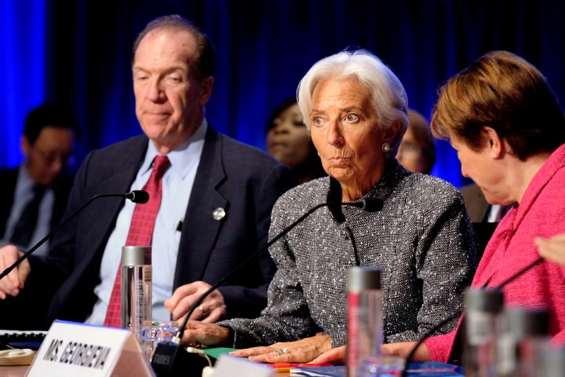 World Bank Group President David Malpass and IMF Managing Director Christine Lagarde at the IMF and World Bank's 2019 Annual Spring Meetings, in Washington