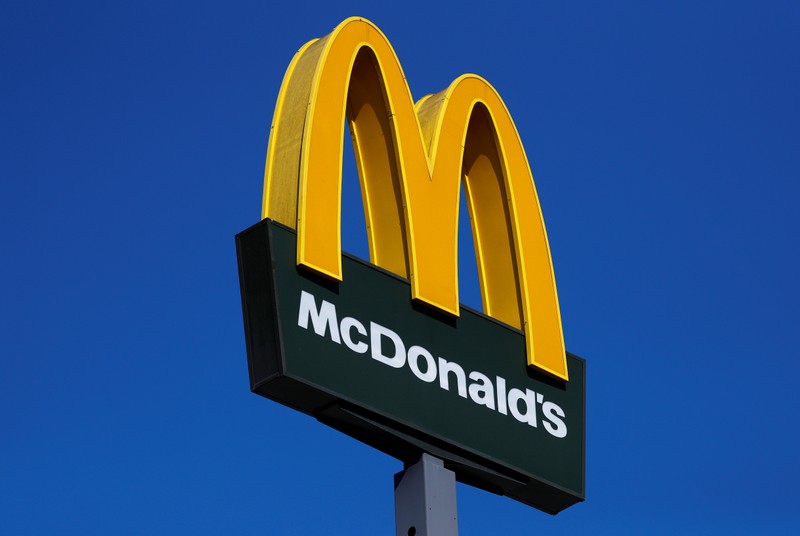 The logo of U.S. company McDonald's is pictured in Rome
