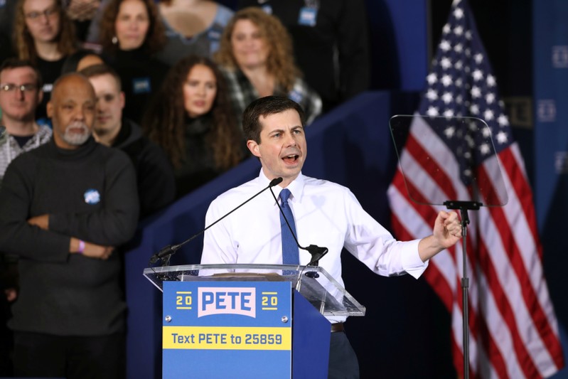 South Bend's Mayor Pete Buttigieg speaks during a rally to announce his 2020 Democratic presidential candidacy in South Bend