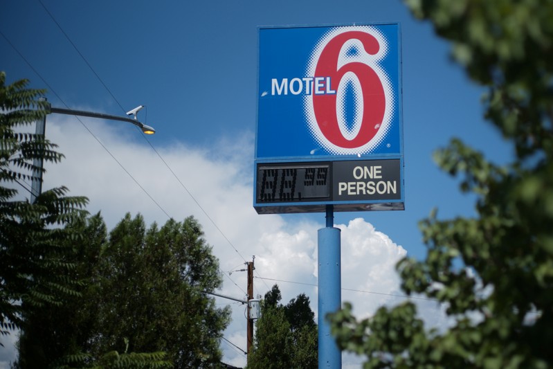 FILE PHOTO: A sign marks a Motel 6 property in Espanola