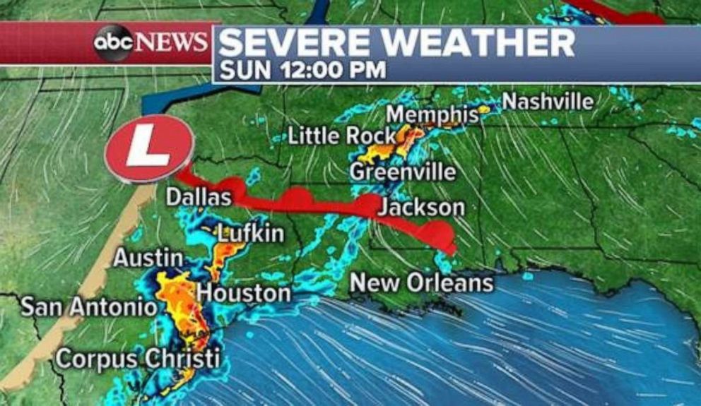 The severe weather will be heading out of Texas by tomorrow afternoon.