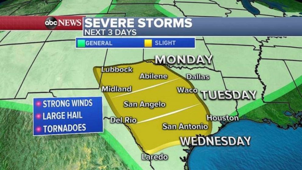 Texas is expecting severe weather through Wednesday.