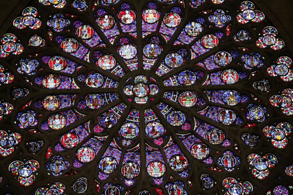A view of the middle-age stained glass rosace on the southern side of the Notre-Dame de Paris cathedral, Nov. 29, 2012, in Paris.