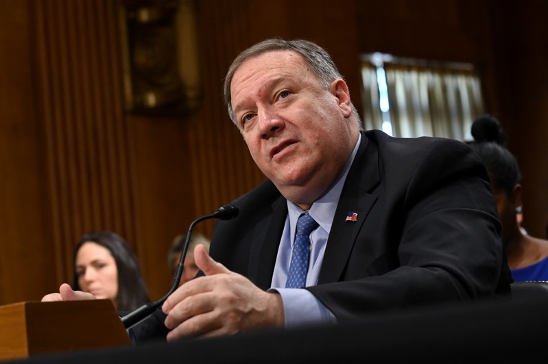 U.S. Secretary of State Mike Pompeo testifies before a Senate foreign Relations Committee hearing on the State Department budget request in Washington