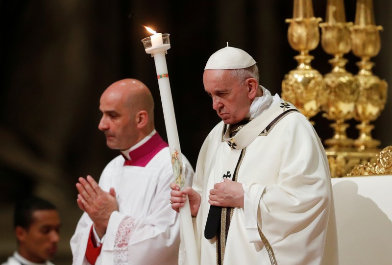 Easter vigil Mass in Saint Peter's Basilica at the Vatican