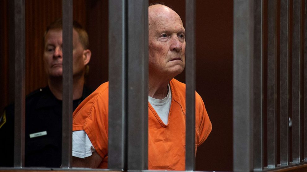 Joseph James DeAngelo stands in a Sacramento, Calif., jail court, May 29, 2018.