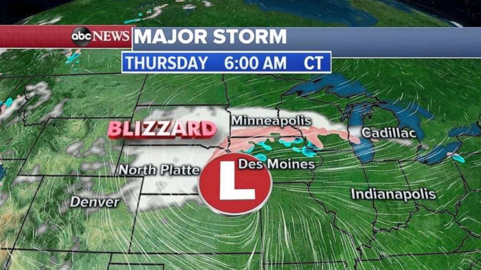 Blizzard conditions are expected in Nebraska and South Dakota on Thursday morning.