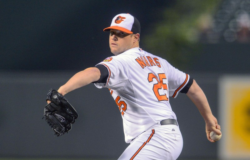 FILE PHOTO: Baltimore Orioles starting pitcher Bud Norris works against the Toronto Blue Jays during the first inning of their MLB American League baseball game in Baltimore