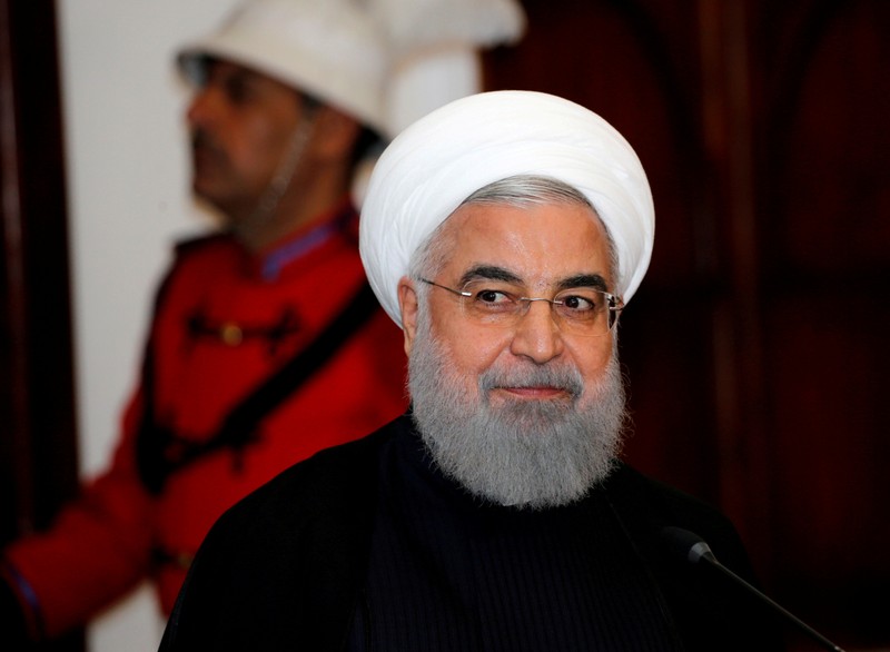 FILE PHOTO: Iranian President Hassan Rouhani speaks during a news conference on a visit to Baghdad