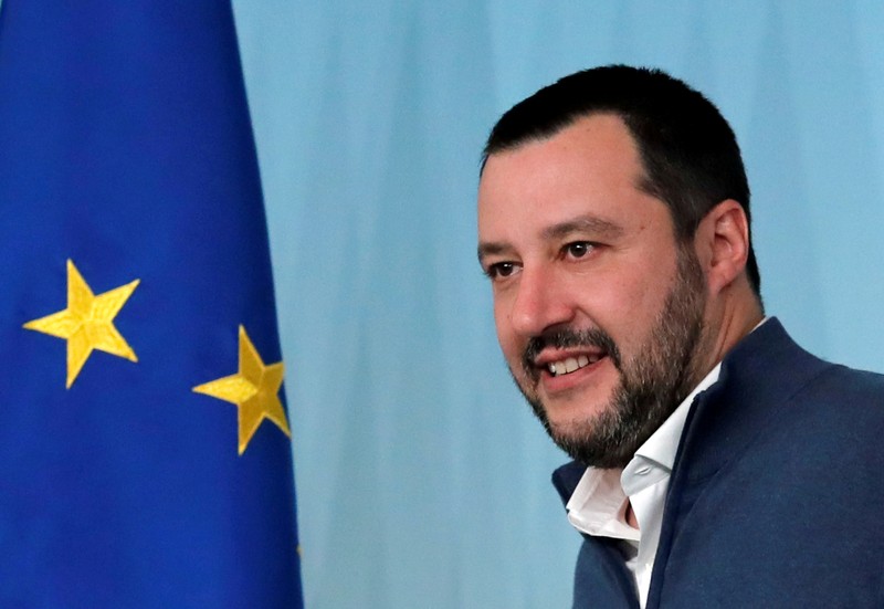 FILE PHOTO: Italy's Interior Minister Matteo Salvini arrives to attend a news conference regarding the return of former leftist guerrilla Cesare Battisti, in Rome