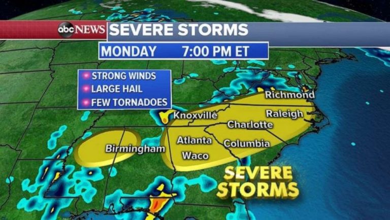 Severe storm threat pushing farther east after tornadoes in Texas, Mississippi