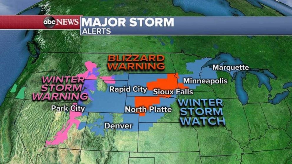 Blizzard alerts and warnings have been issued ahead of the major storm.