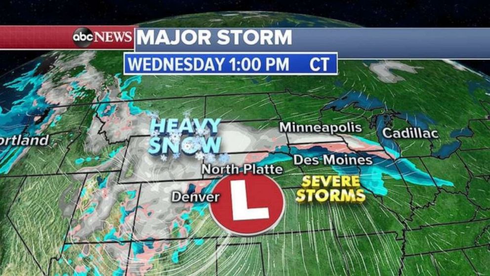 Heavy snow will be moving into the upper Midwest by Wednesday.