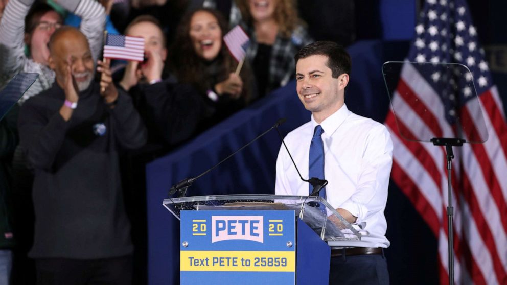 South Bend's Mayor Pete Buttigieg speaks during a rally to announce his 2020 Democratic presidential candidacy in South Bend, Ind., April 14, 2019.