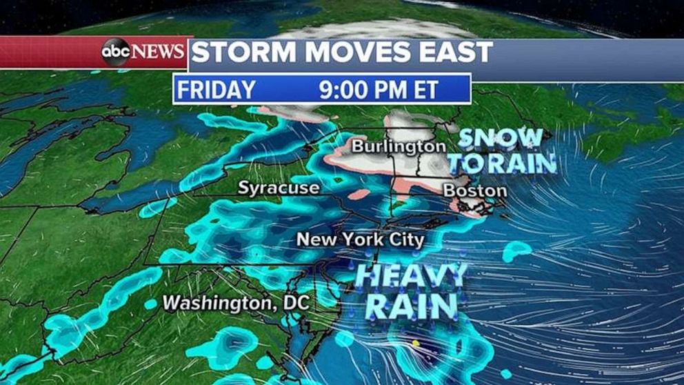 Heavy rain will soak the Northeast on Friday.